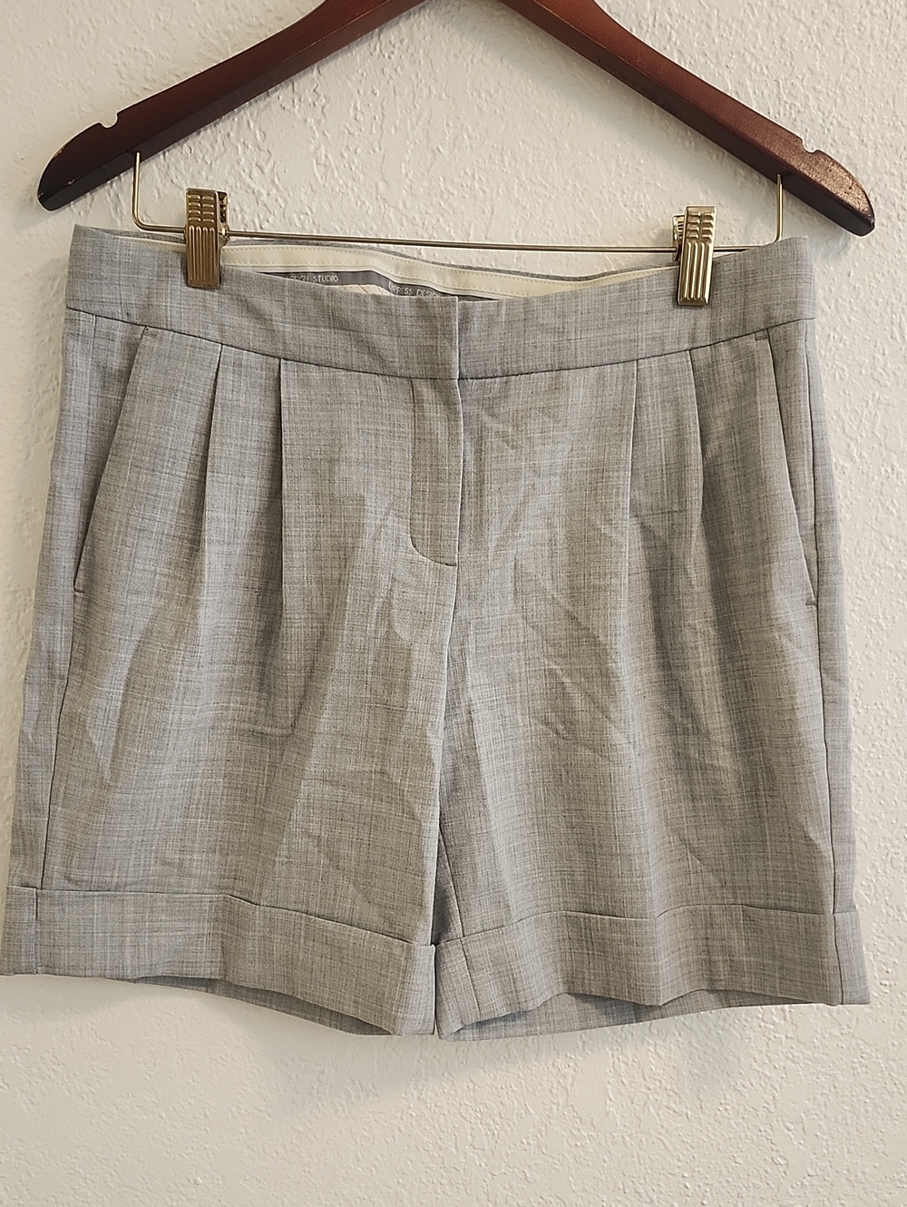 Express Light Gray Pleated Dress Shorts
